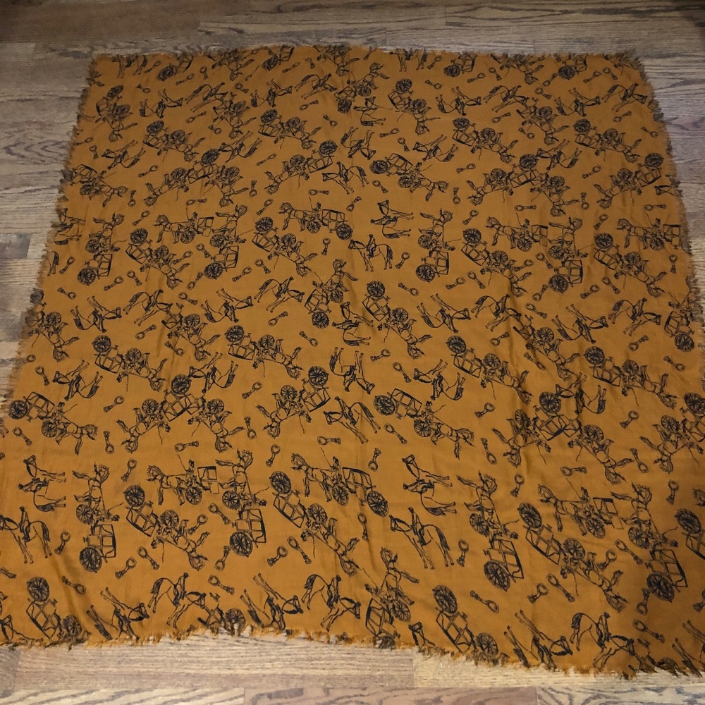 Equestrian Horse Scarf Wrap Brown with Black Print Images